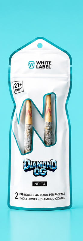 THC-A DIAMOND COATED 2-X-2 GRAM PRE-ROLLZ ( DIAMOND OG) Indica
