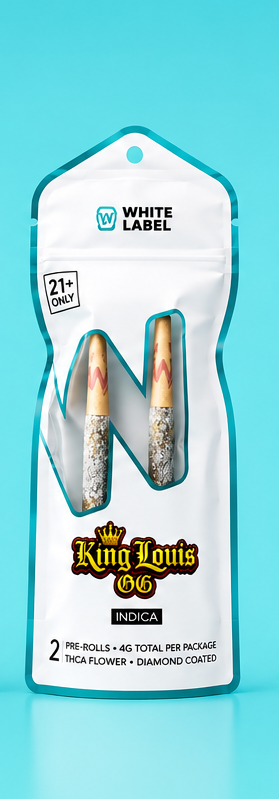 THC-A DIAMOND COATED 2-X-2 GRAM PRE-ROLLZ (KING LOUIS OG) Indica
