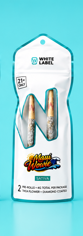 THC-A DIAMOND COATED 2-X-2 GRAM PRE-ROLLZ (MAUI WOWIE) Sativa