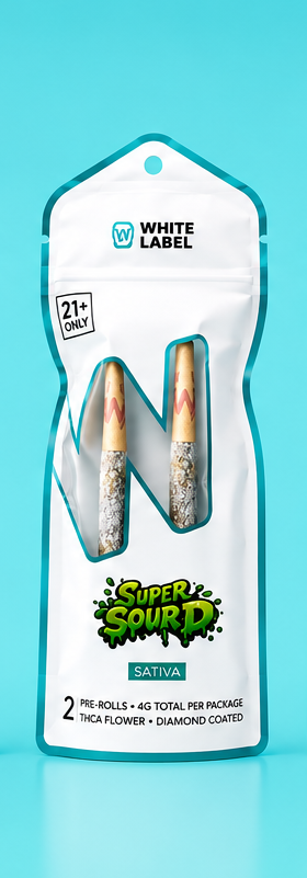 THC-A DIAMOND COATED 2-X-2 GRAM PRE-ROLLZ (SUPER SOUR D) Sativa