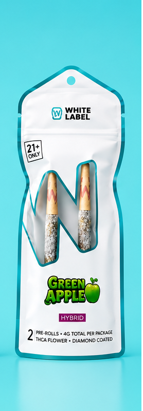 THC-A DIAMOND COATED 2-X-2 GRAM PRE-ROLLZ (GREEN APPLE) Hybrid