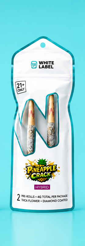 THC-A DIAMOND COATED 2-X-2 GRAM PRE-ROLLZ (PINEAPPLE CRACK) Hybrid